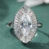Fashion Sparkling Design Full Synthetic Zirconia Eye Shaped Ring for Women's Elegant Classic Banquet Wedding Engagement Jewelry
