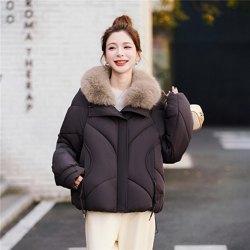 Short down cotton clothes women's winter small men's new loose lapel bread clothes jacket