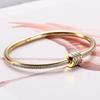 European & American 65MM 18K Gold Stainless Steel Bracelet with Ceramic Clay & Rhinestone Inlays