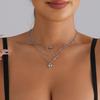 INS light luxury sexy style smart love pendant double silver chain simple fashion necklace