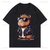 Fashion Cool Capybara Cute Animal Graphic Tshirt High Street Trend Short Sleeve Tshirt Men Female Casual Loose Printed Tshirts