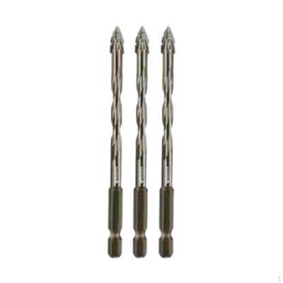 3 Brocas Excéntricas de Cuatro Filos con Vástago Hexagonal, Profesionales y Domésticas para Vidrio,