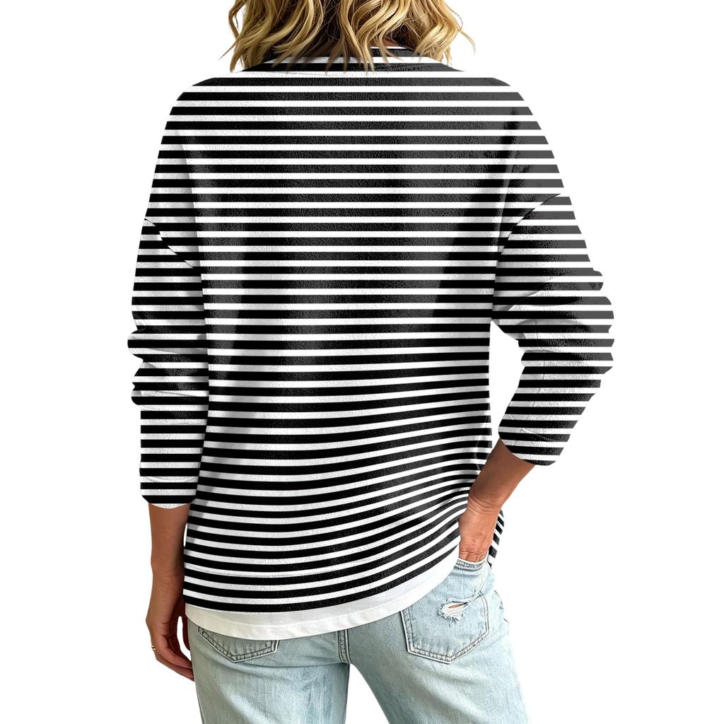 Damen Casual Knopfleiste Gestreifte Print Jacke für den Alltag