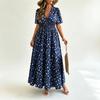 V Neck Floral Maxi Dress for Women Elegant A Line Sundresses for Women Spring Dresses for Women Vacation Outfits for Women