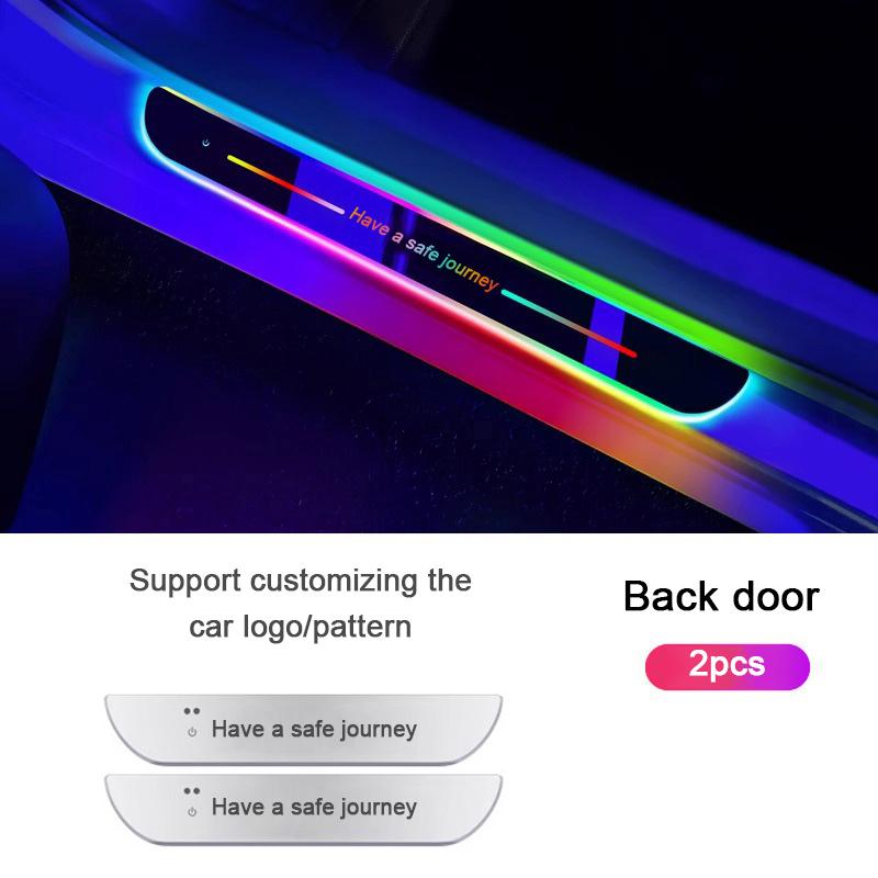4pcs Customized Car Glows Welcome Door Sill Strip Light Threshold Lamp Welcome Scuff Plate Pedal Light Ambient Light Illuminated