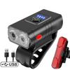 1 Set Rechargeable Bicycle Flashlight Bike Light Front Led Power Display Cycling Headlight Taillight For Cycling Riding Safety