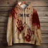 Women's Fashion Long Sleeve Pullover Halloween Print Hooded Pocket Sweatshirt