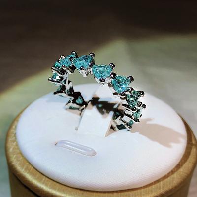 Simulierter Paraiba-Turmalin-Ring, europäischer und amerikanischer heller, luxuriöser Liebesring
