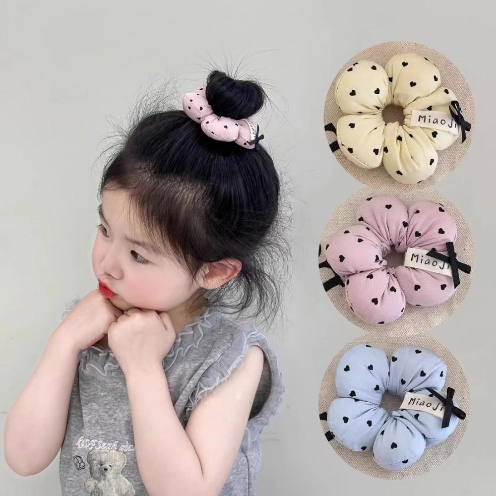Elastic Hair Band Heart-Printed Hair Rope New Flower Scrunchies For Kids Girls