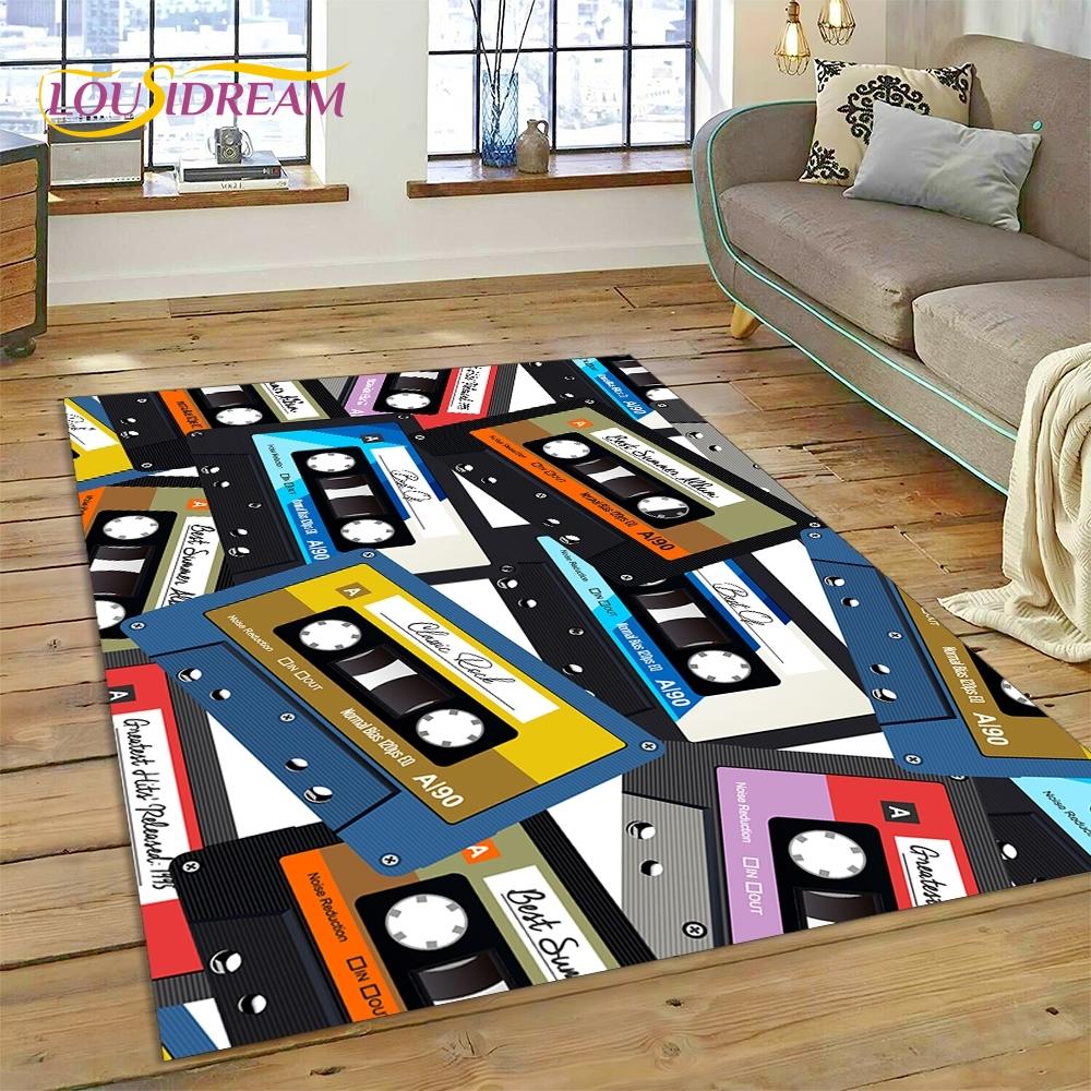 Płyta winylowa Muzyka DJ Ekran taśma Dywanik Dywan do Salonu Sypialni Dekoracja Domu, Mata Podłogowa Antypoślizgowa Dekoracja na Sofę Wycieraczka