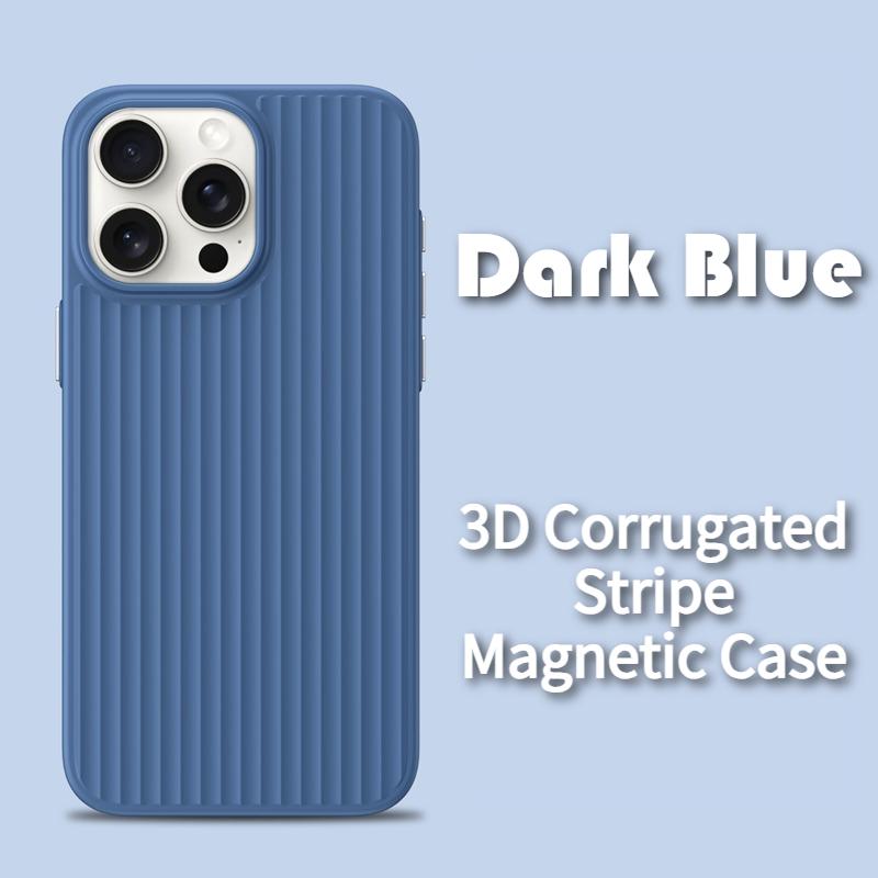 Original 3D Corrugated Texture Luggage Magnetic Cover for IPhone Air 17 16 15 14 13 12 Pro Max for Magsafe Wireless Charge Funda