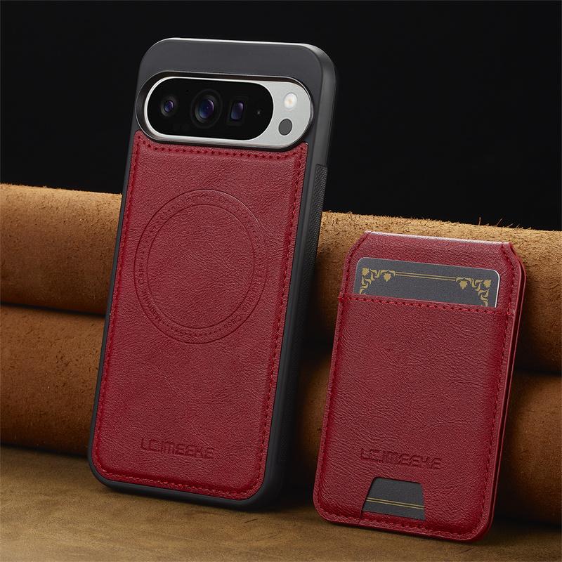 EUCAGR Magsafe Wallet Phone Case For Google Pixel 10 Pro XL 9A 8 7 Pro With strong Magnetic Card Holder Bag (3 Card Slots)