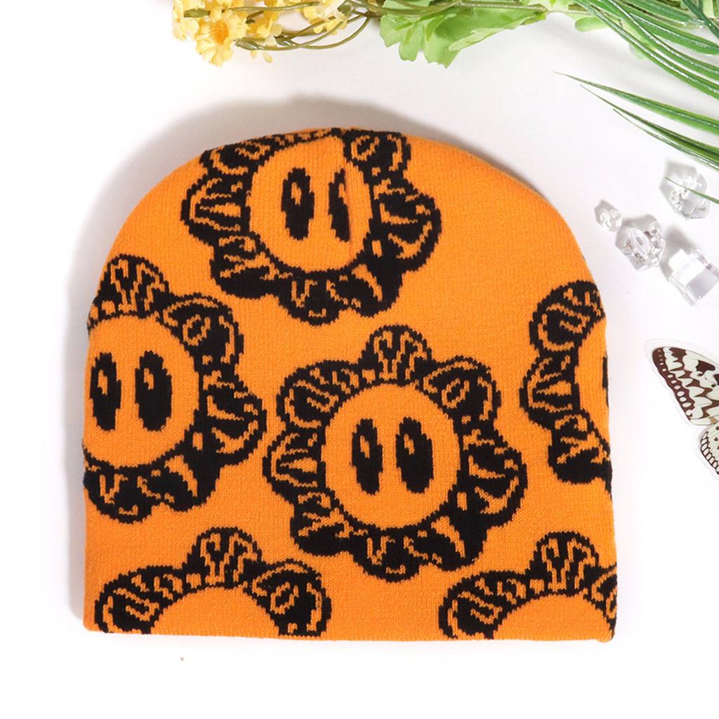 Warm Knitted Fashion Hat With Flower Embroidery Design For Daily Cold Season