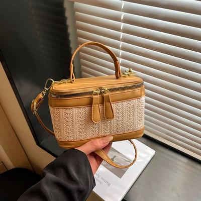 Tide-Tasche Damen Sommer Neu Gewebt Spleiß Schultertasche Textur Tragbar Umhängetasche Kleines Quadratisches Tasche