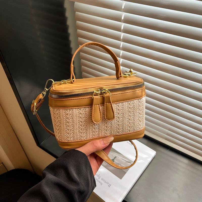 Tide-Tasche Damen Sommer Neu Gewebt Spleiß Schultertasche Textur Tragbar Umhängetasche Kleines Quadratisches Tasche