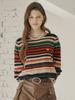MAXZA Multi-Stripe Pattern Round Neck Knit