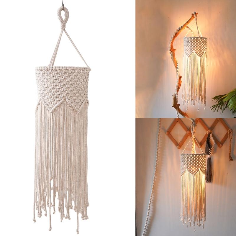 Chandelier Shade, Handmade Pendant Lighting Cover Lamp Shade, 25x55cm Cotton Hand Woven Pendant