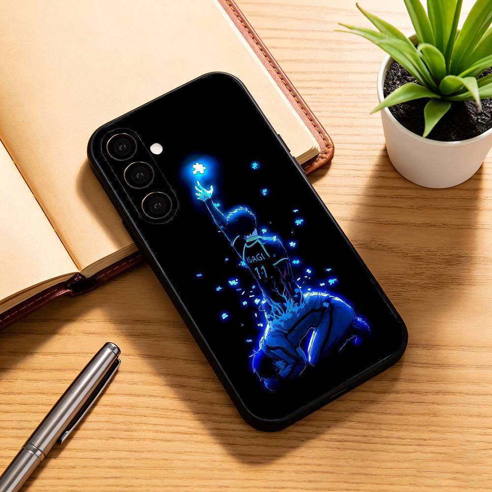 Anime B-blue L-Lock Phone Case For Samsung Galaxy A73,A72,A71,A70,A53,A52,A51,Soft Silicone Black Cover