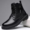 Winter High-top Martin Boots Leather Boots Trendy Tooling Boots Leather Velvet Warm Men's Shoes Men's Leather Shoes Thick Sole