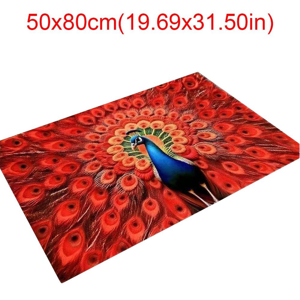 Non-slip Peacock Carpet Special-shaped Bathroom Floor Mat  for Living Room Tea Table Bedside