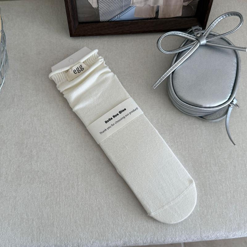 

Женские новые осенние тканевые стандартные однотонные носки из хлопка пиле с закрученным свободным краем и бесшовным носком 1 pair молочный белый