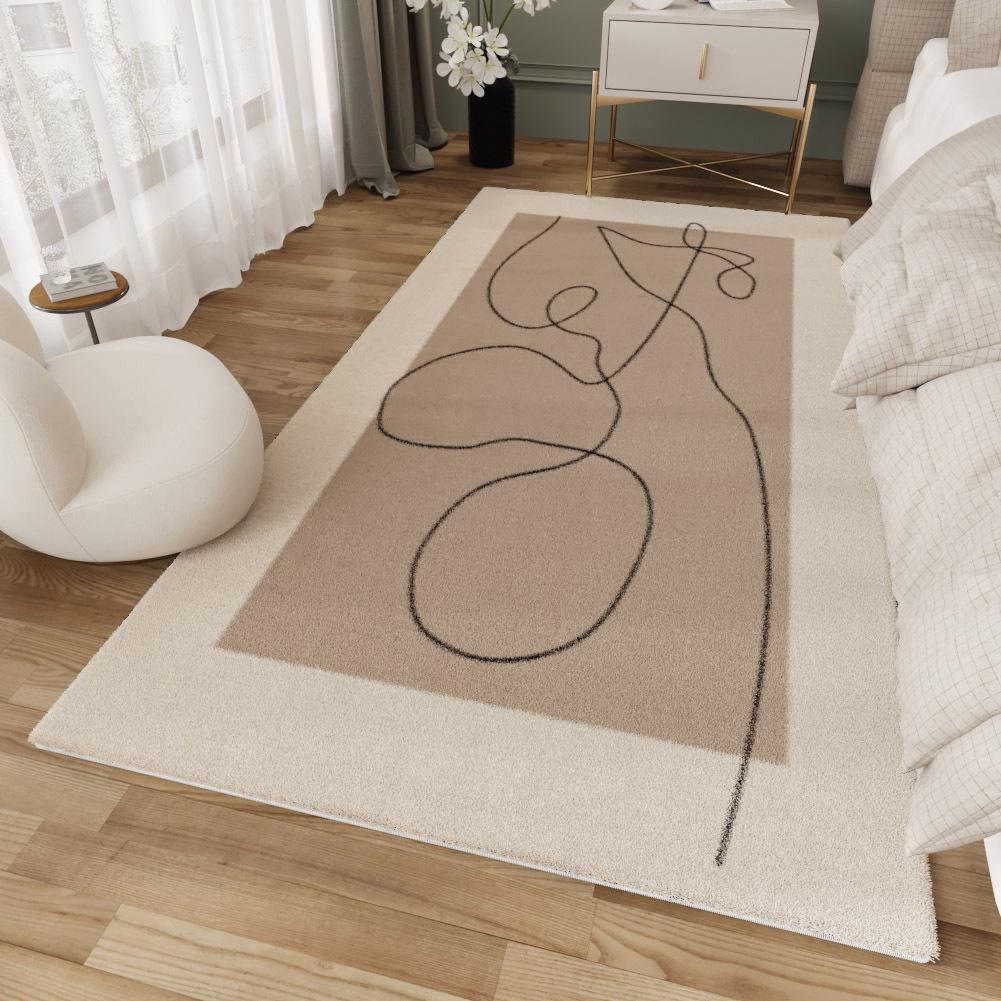 Elegantní francouzský koberec: Kobereček do obývacího pokoje, ložnice nebo k posteli, odolný proti nečistotám, plně krycí podložka pod konferenční stolek.