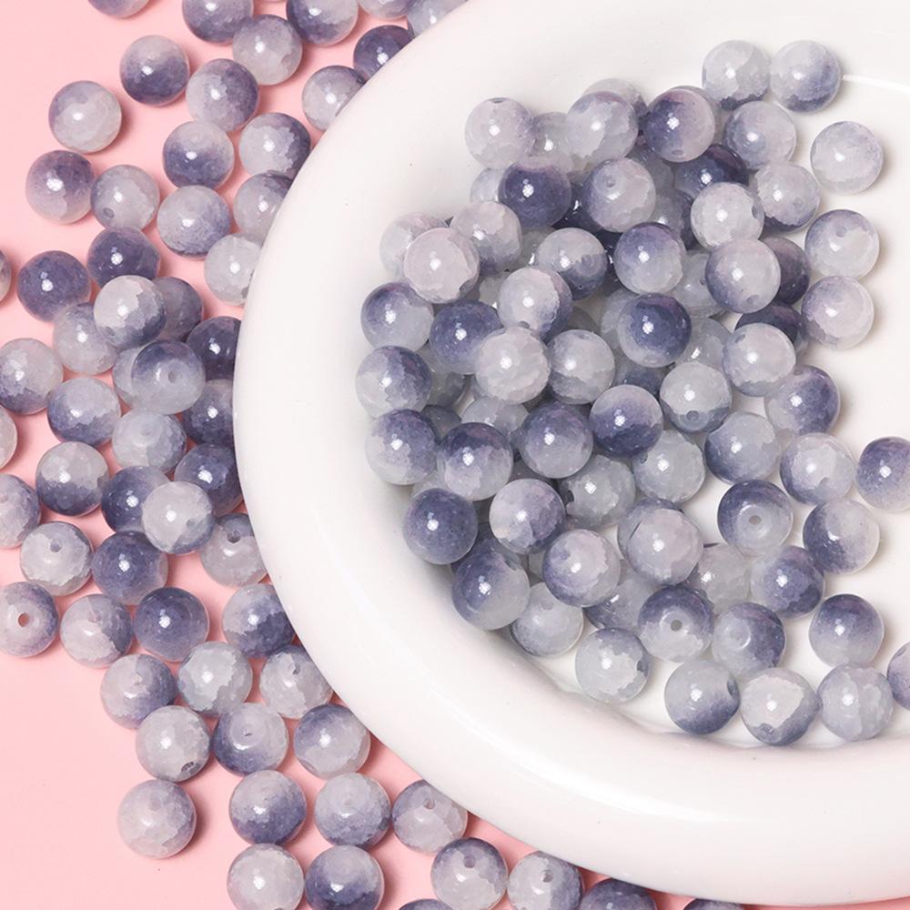 Yori 40pcs 10mm Imitation Crack Glass Beads Round Loose Spacer Beads for Jewelry Making DIY Bracelets Phone Chain Accessories 10mm