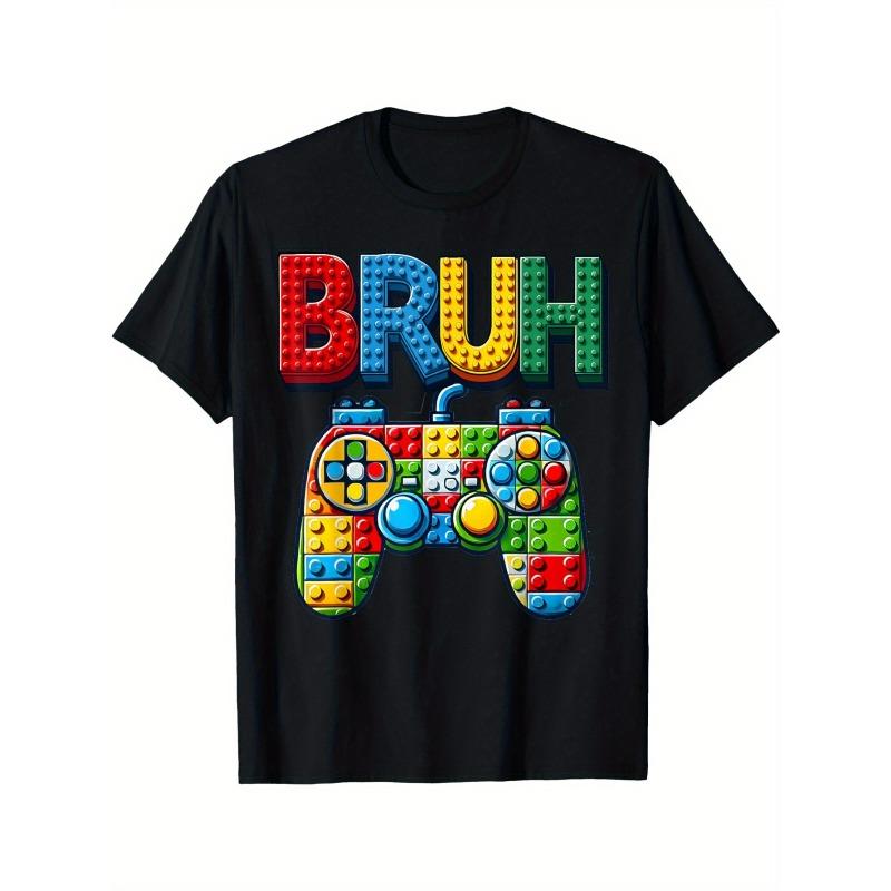 European sizes Play Building Blocks Bruh Saying Gamer Boys Brick Builder T-Shirt 164cm чёрный