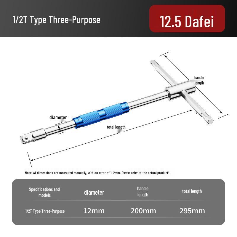 1/2" T-Handle Multi-functional Fly Wrench with Labor-saving Sliding Conversion Head