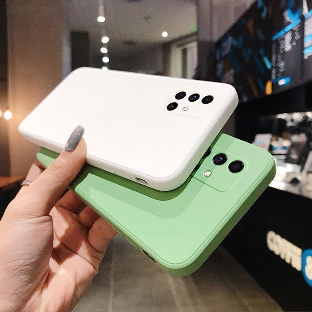 

Мягкий квадратный жидкий силиконовый чехол для Galaxy A51 A31 A12 A21S A32 A52 A52 A50 A11 A02 A71 S10 S20 FE S21 Plus Защитная крышка камеры Funda