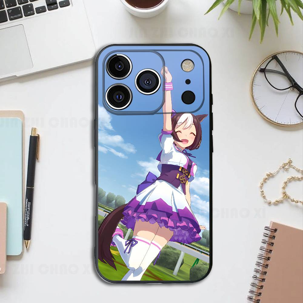 

Anime Uma M-Musume Pretty Derby Black Phone Case For IPhone 17 16 15 14 13 12 13 12 11 Pro Max Plus XR Silicone Soft Back Cover iPhone14ProMax