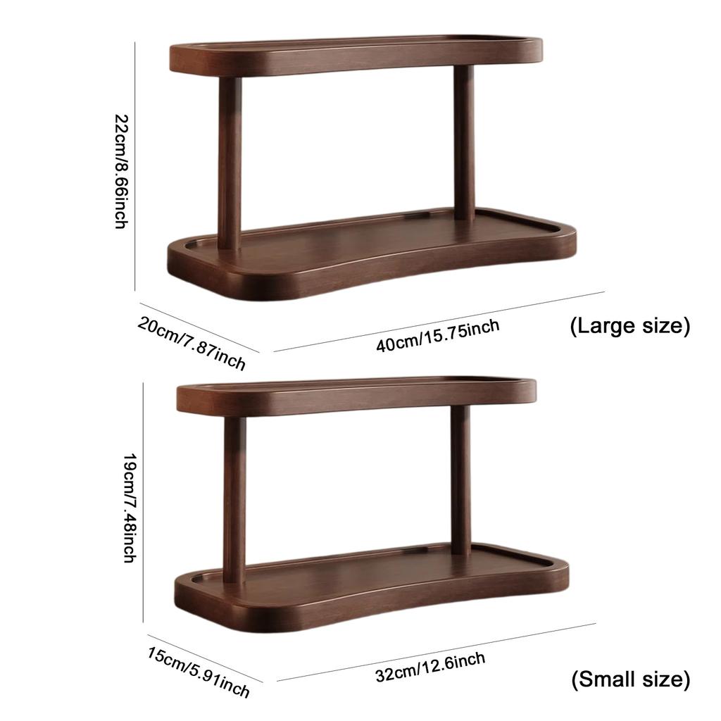 Dřevěný víceúčelový stojan na vystavení a skladování, 2 patra, víceúčelová police na nádobí pro kuchyň, domov