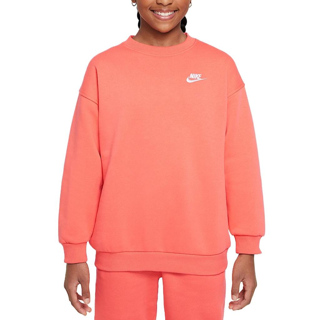 Nike Sportswear Club Comfortable Casual Solid Color Versatile Kids Sweatshirt Orange FD2923814