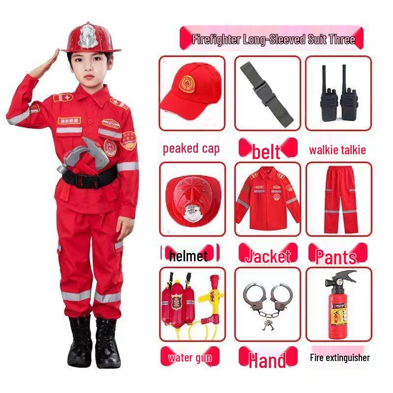Kids' Firefighter Costume: Halloween Cosplay & Performance Set