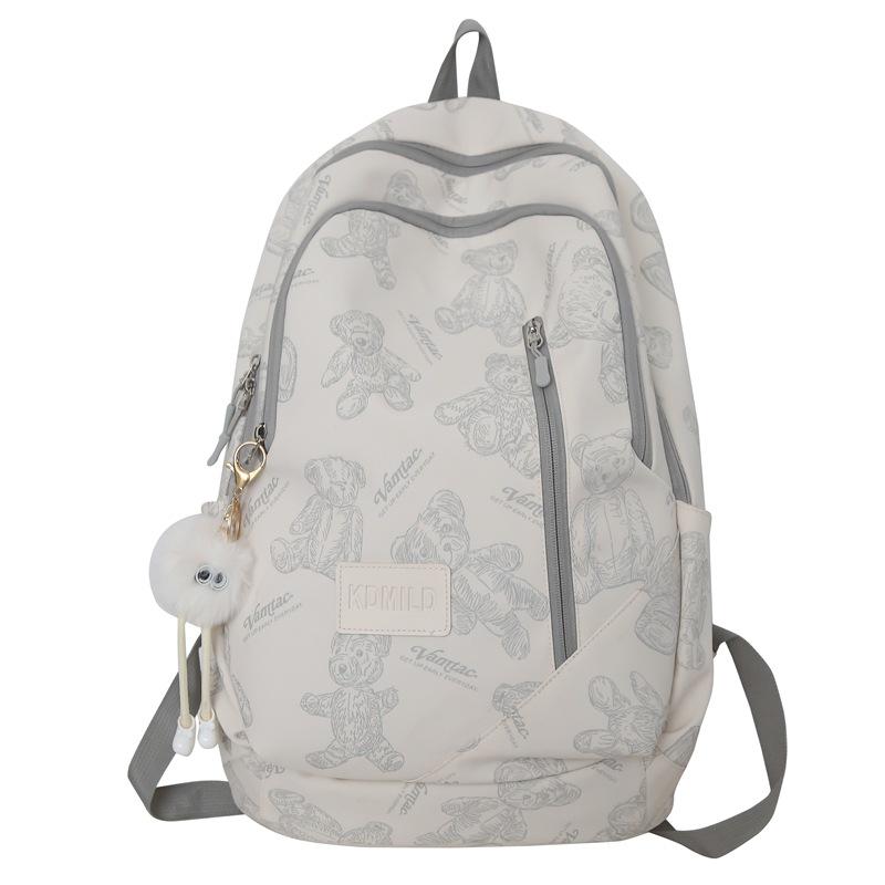 Schoolbag Printed Bear School Bag Girls High Value Simple Wind Light College Student Class Bag Travel Commuter Backpack