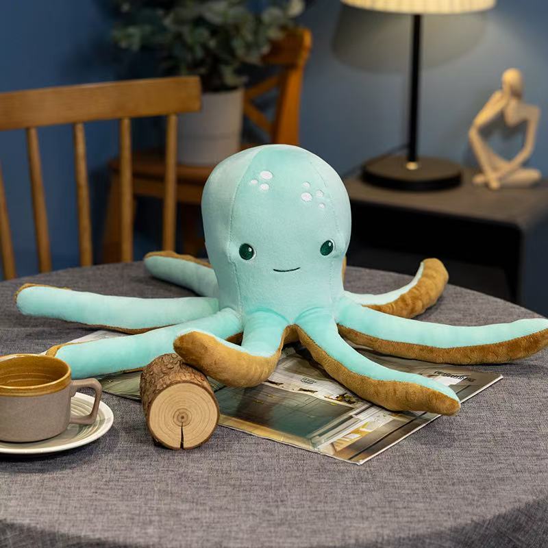 40/60cm Blauer Oktopus Simulations-Stofftier Handgemachte Puppe Cartoon Anime Niedriges Kissen Kissen Heimdekoration Kindergeburtstag Gi