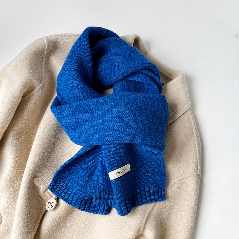 100% Pure Australian Wool Scarf Knitted Warm Neck Warmer For Men And Women New Style Solid Color Versatile Winter Accessory