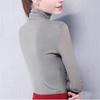Women's Velvet Mesh High-Neck Base Layer: Long-Sleeve, Solid Color, Slim Fit for Autumn/Winter 2023