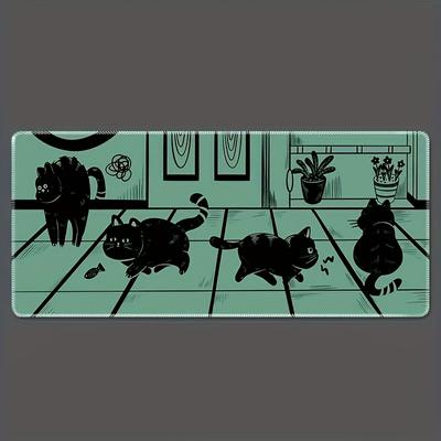 1pc Cartoon Cat Mouse Pad Oversized Office Gaming Thick Keyboard Desk Mat for Men and Women