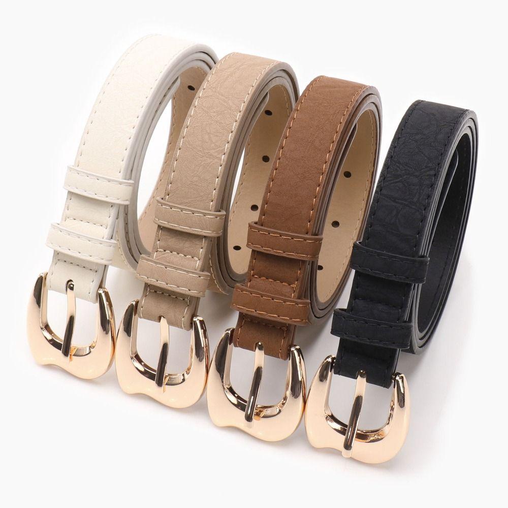 Gold Alloy Buckle Women Waist Belt Pin Buckle Closure Fashion Ladies Belt  For Women