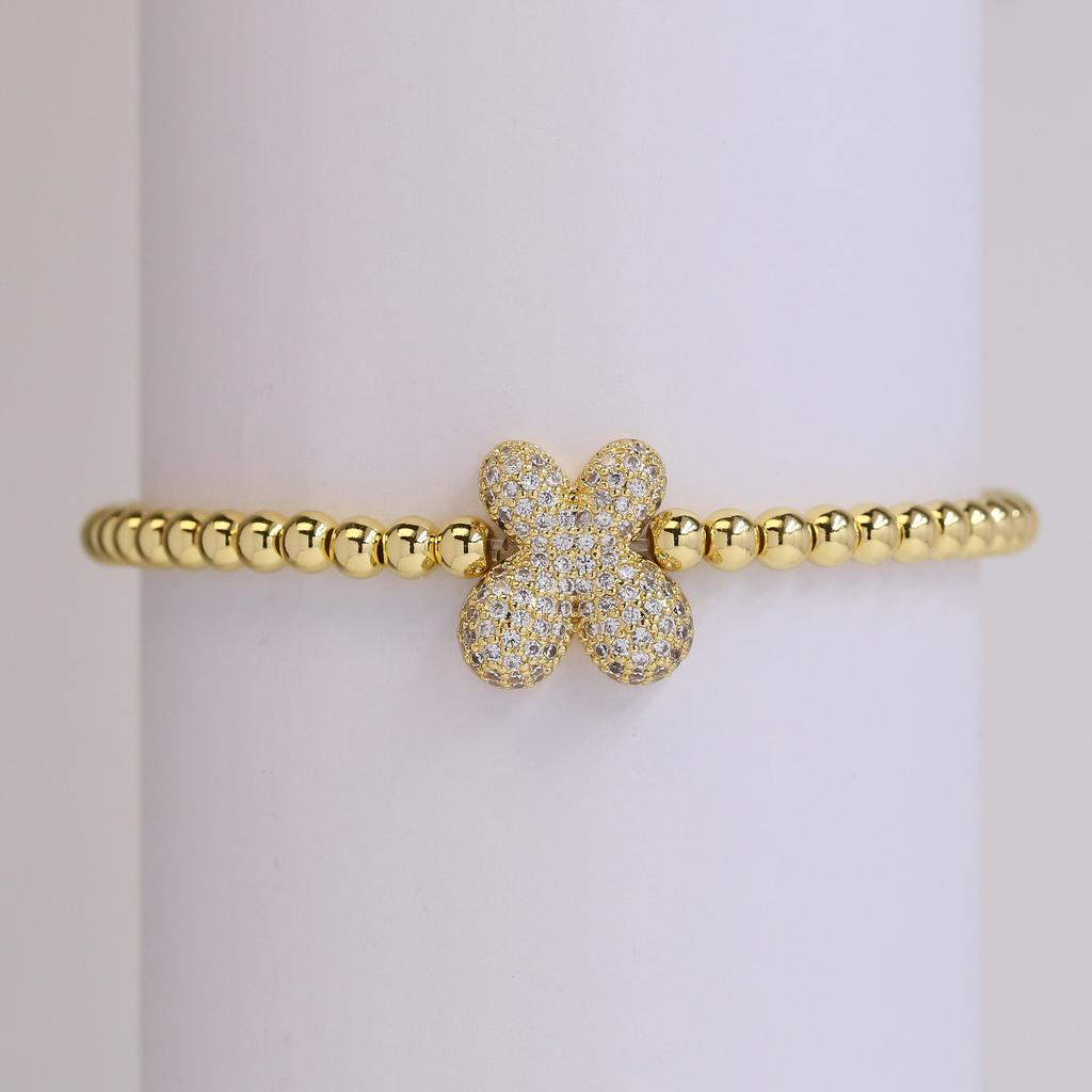 Trendy Hot Sale Hip Hop 18k Gold Plated 26 English Zircon Letters Bracelet Fashion Copper Beading Bracelet Women's Gift Jewelry