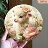Vintage Easter Metal Sign with Lamb and Flowers Wall Art for Home Garden Decor