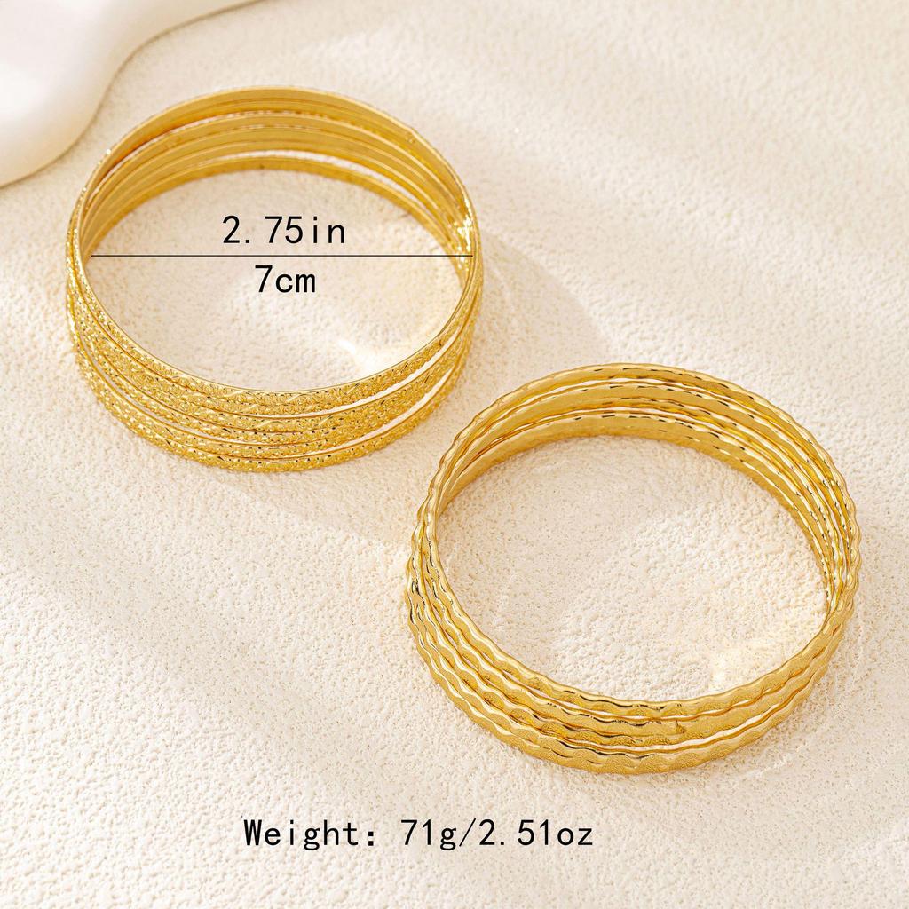 Classic Bohemian Embossed Plain Band Bangle Set for Women