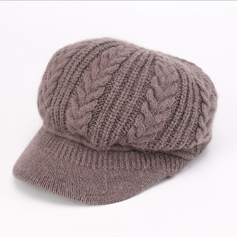 Grandma Autumn and Winter Knitted Woolen Hat Duck Tongue Warm Basin Hat Middle Aged and Elderly Mother with Velvet Elderly Hat