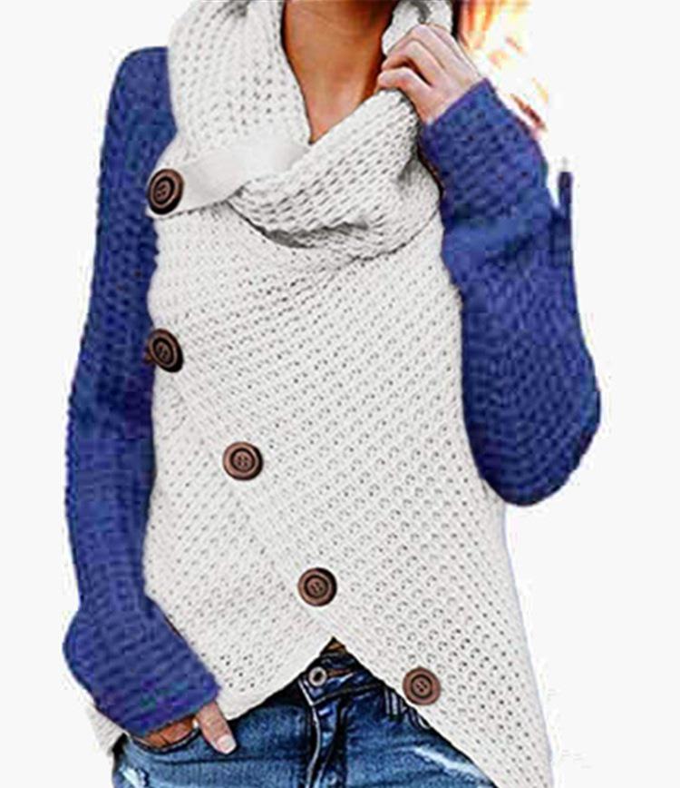 2026 Autumn Winter Women's Irregular Long Sleeve Knit Sweater - European and American Fashion Trend