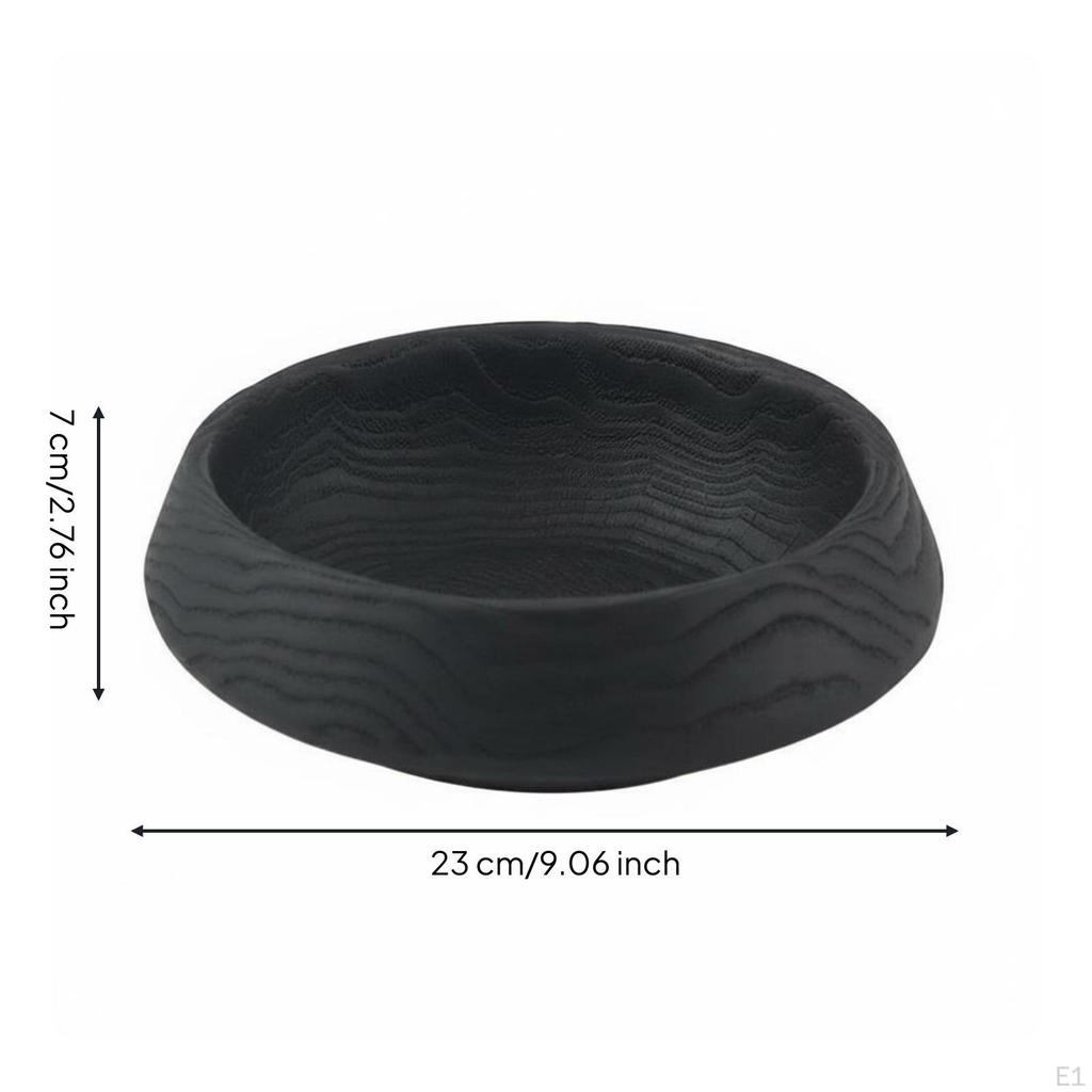 Decorative Fruit Bowl Rustic Round Wood Grain Easy to Clean Home Decor for Office, Hotel