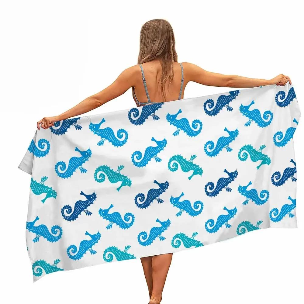 Red Sea Fish Marine Life Microfiber Pool Beach Towel Portable Quick Dry Sand Outdoor Travel Swim Blanket Thin Yoga Women Kid Men
