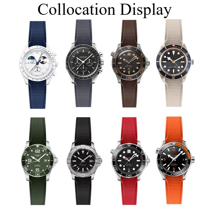 Bracelet en Caoutchouc Fluoro 19mm 20mm 21mm 22mm pour Xiaomi huawei Samsung Swatch MoonSwatch Universel FKM Libération Rapide Bracelet de Montre de Plongée pour Seiko