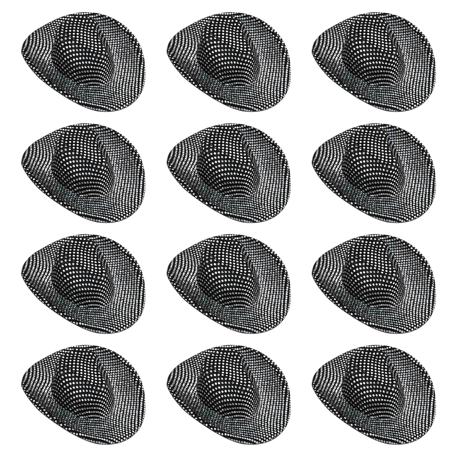 

PATIKIL Мини-ковбойский набор из 12 миниатюрных ковбойских шляп в западном стиле для кукол для вечеринок и домашних животных, черные шляпы с блестящими точками, поделки, украшения, орнаменты, стиль, белый