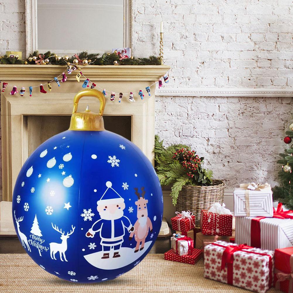 60CM Christmas Inflatable Ball Xmas Tree Decorative Ball PVC Giant Big Large Balls Toy New Year Party Courtyard Ornaments 2025
